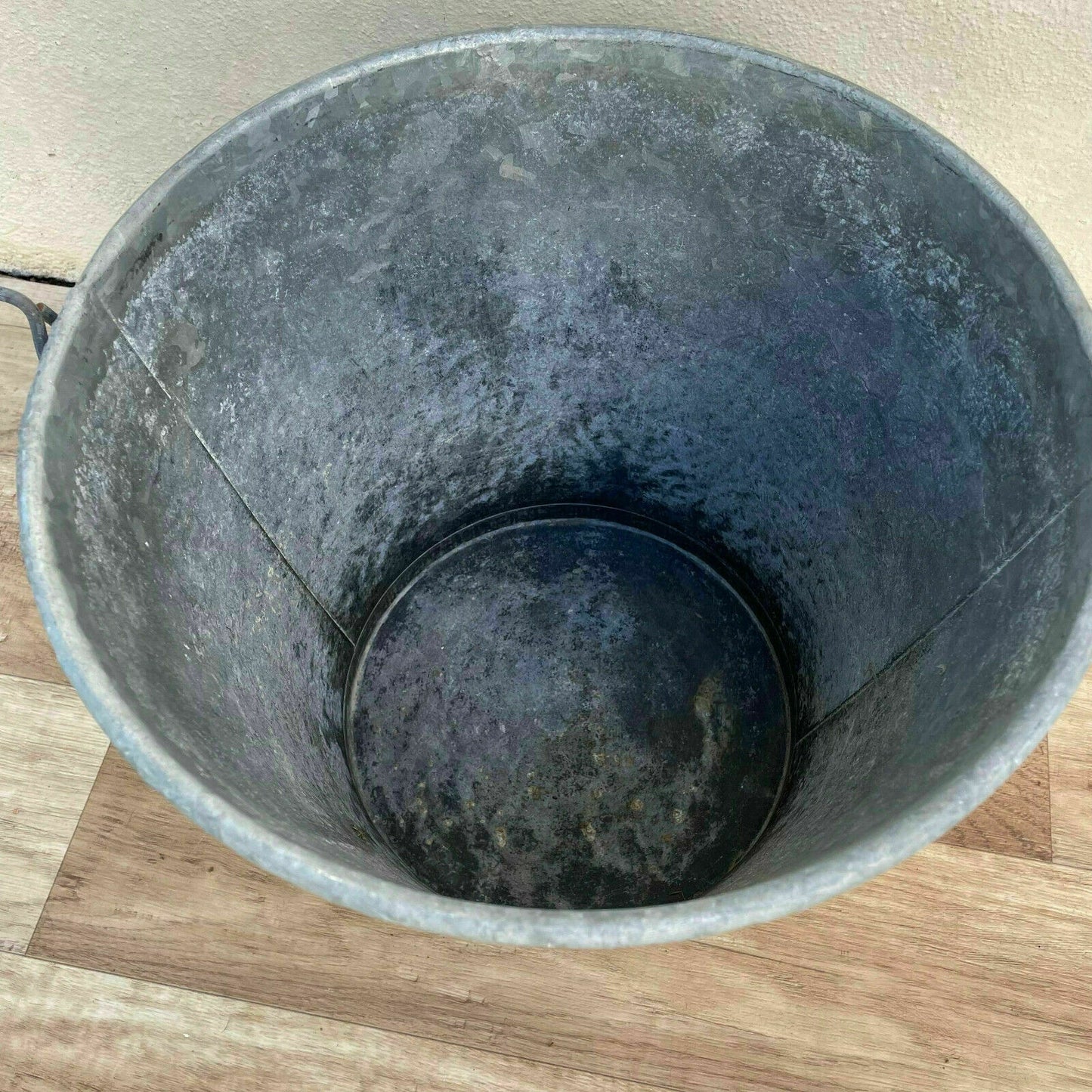 Vintage French Farmhouse Galvanized Zinc Bucket 0308218 - Fleamarketfrance