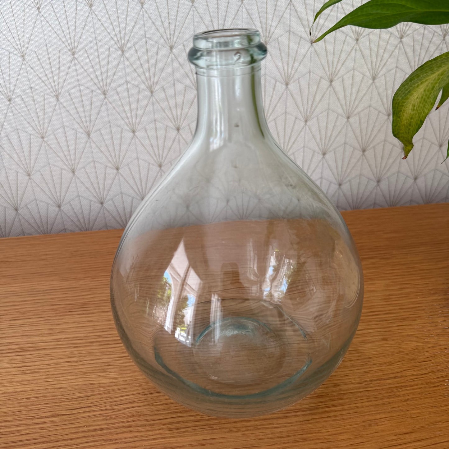 Old French clear glass Dame Jeanne Demi John Bottle bonbonne 1907258