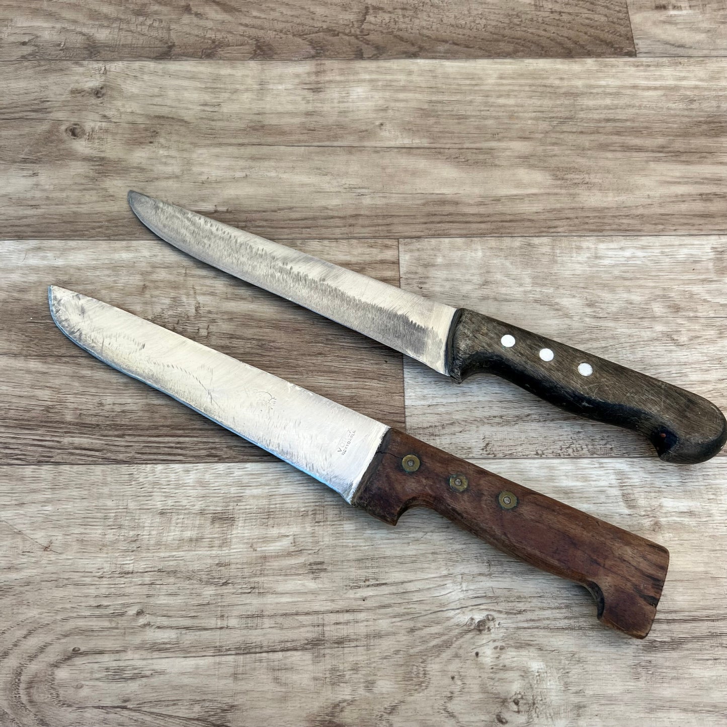 French Vintage Butcher Knives Set Kitchen Cutlery Wood Handle 24112416 Unbranded