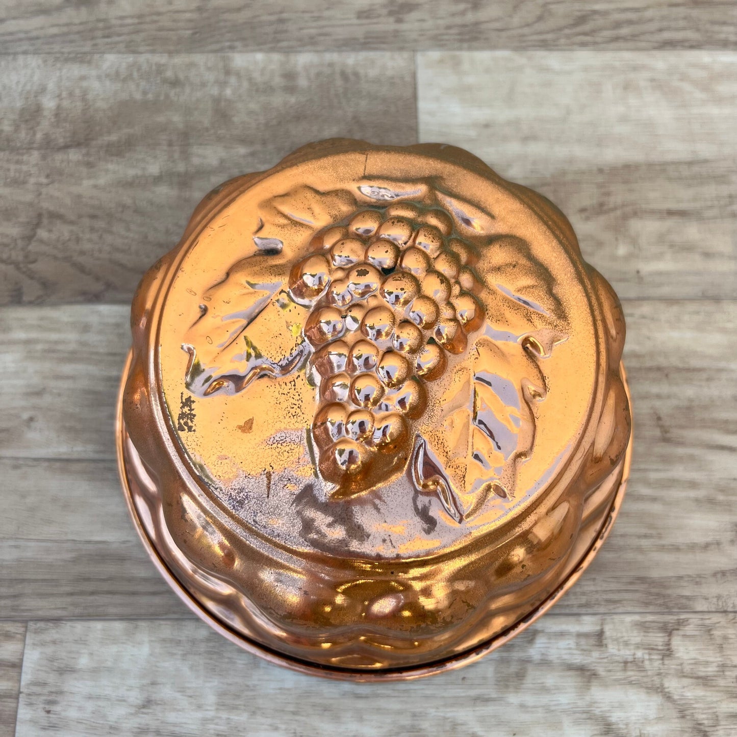 French Copper Jelly Mold Vintage Tin Lined Grape Design Cake 3107225 Fleamarketfrance