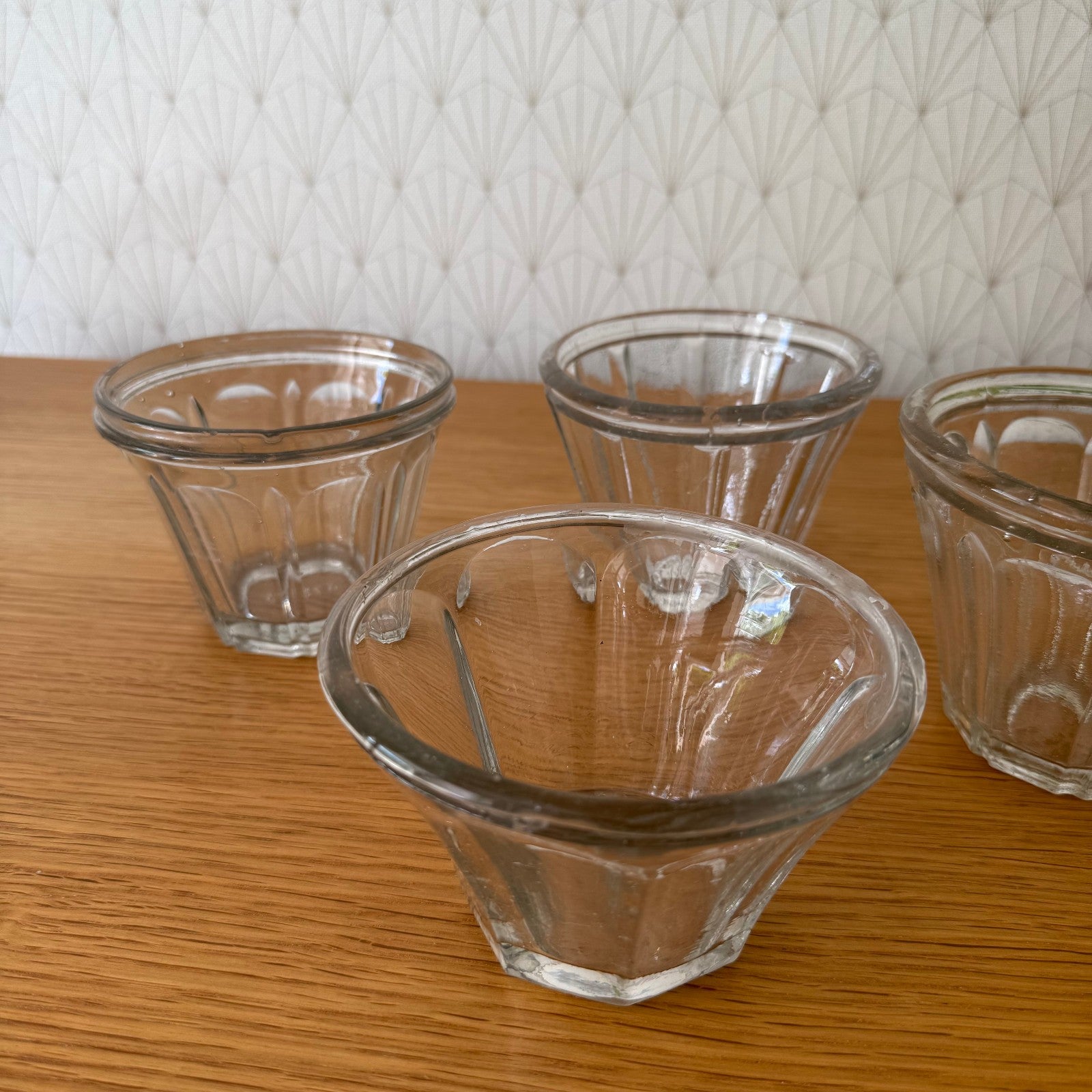 French Jam Jars Vintage Glass Preserving Pots Set of 4 Faceted 2307252 Fleamarketfrance : French vintage and antique decor