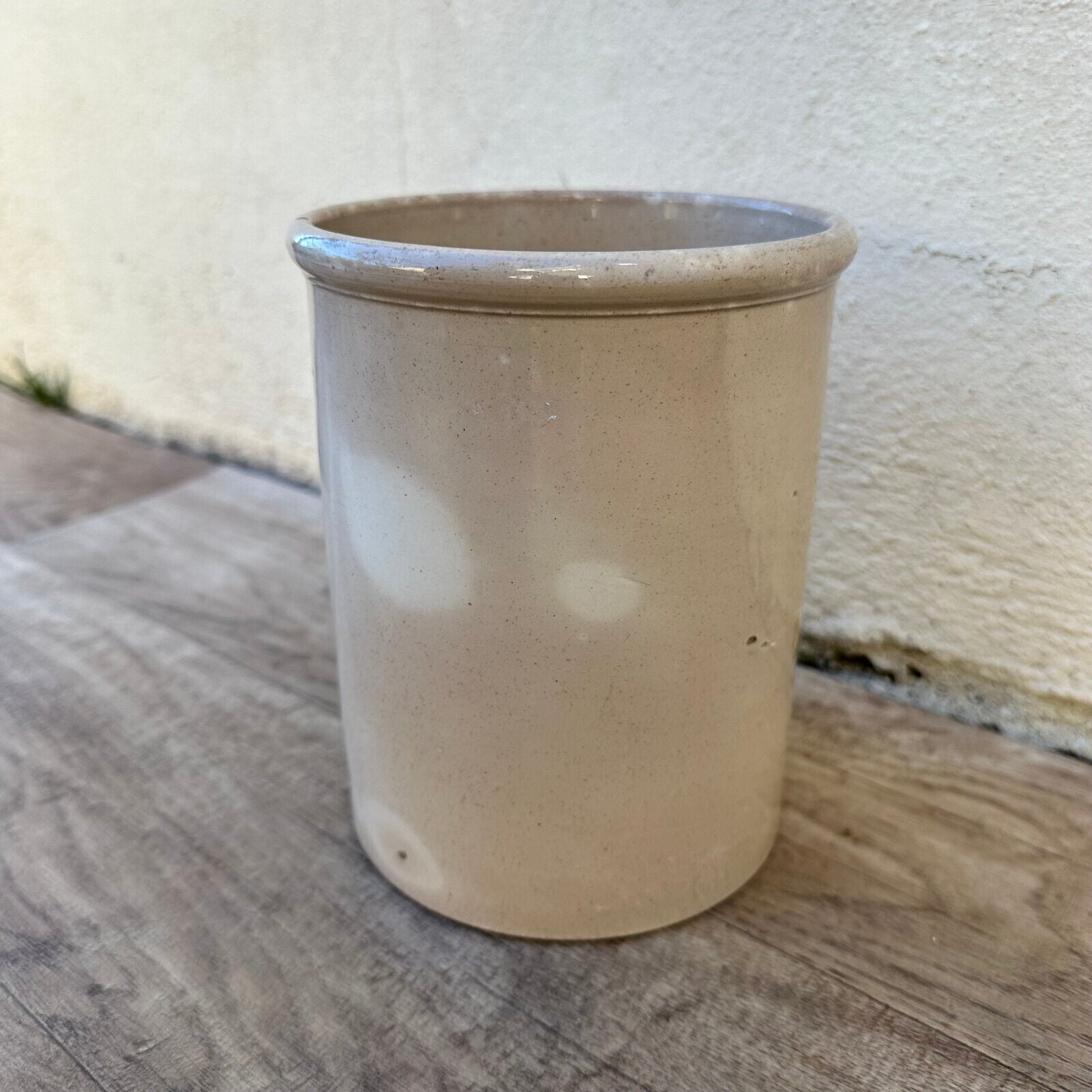 HANDMADE GLAZED WHTIE GREY ANTIQUE FRENCH CONFIT POT SMALL TERRACOTTA 2202235 - Fleamarketfrance