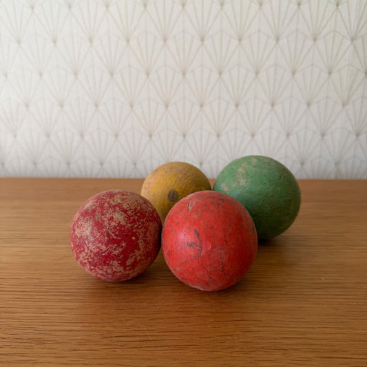 Vintage Wooden Balls Colorful French Mid Century Decorative Set 4pc 1812254 Unbranded