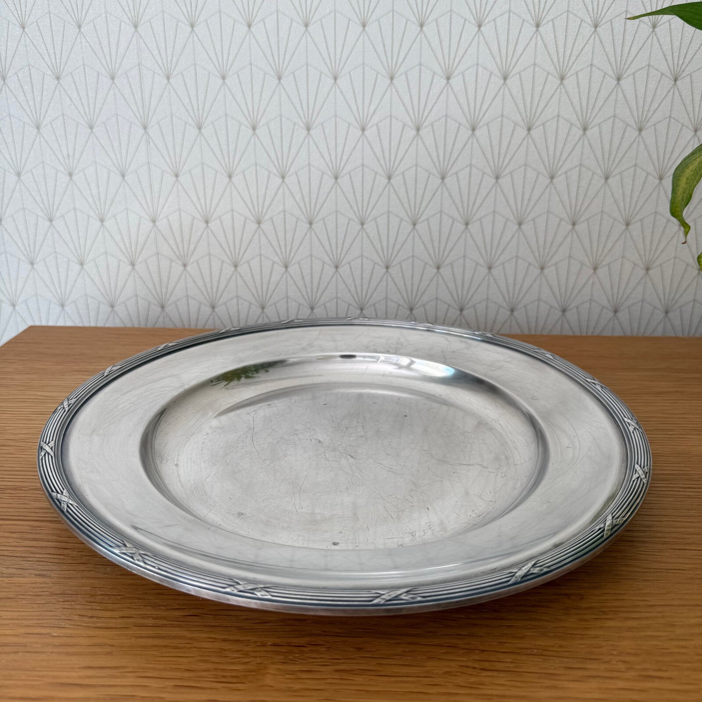 Vintage Christofle Paris Silver Plated Serving Tray Round 14" French 0905253 Christofle
