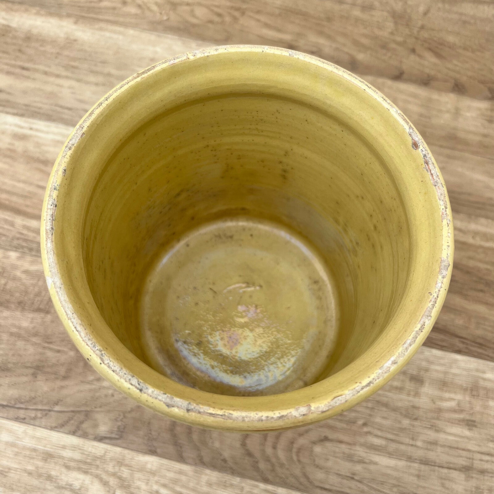 Antique French Confit Pot Yellow Glazed Terracotta Pottery Crock 22042225 Unmarked