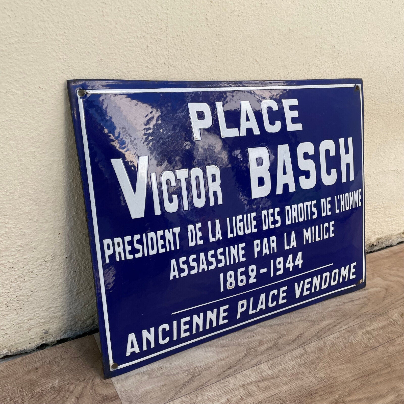 Old French Street Enameled Sign Plaque arched bombed - vintage BASCH 1501251 - Fleamarketfrance