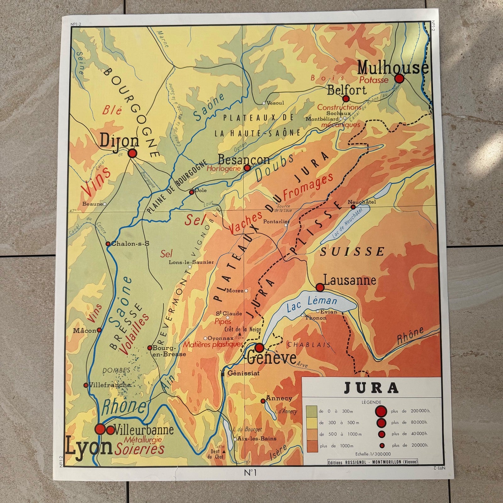 Vintage French Educational School Geography Map Poster 90x75cm 2008267 Fleamarketfrance