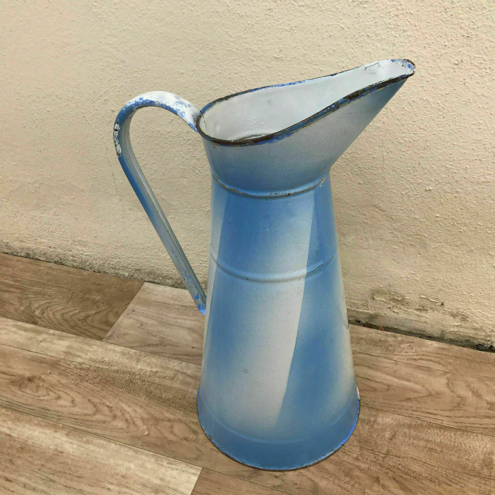 French Blue Enamel Water Pitcher Jug Antique Kitchen Farmhouse 3010179 Fleamarketfrance