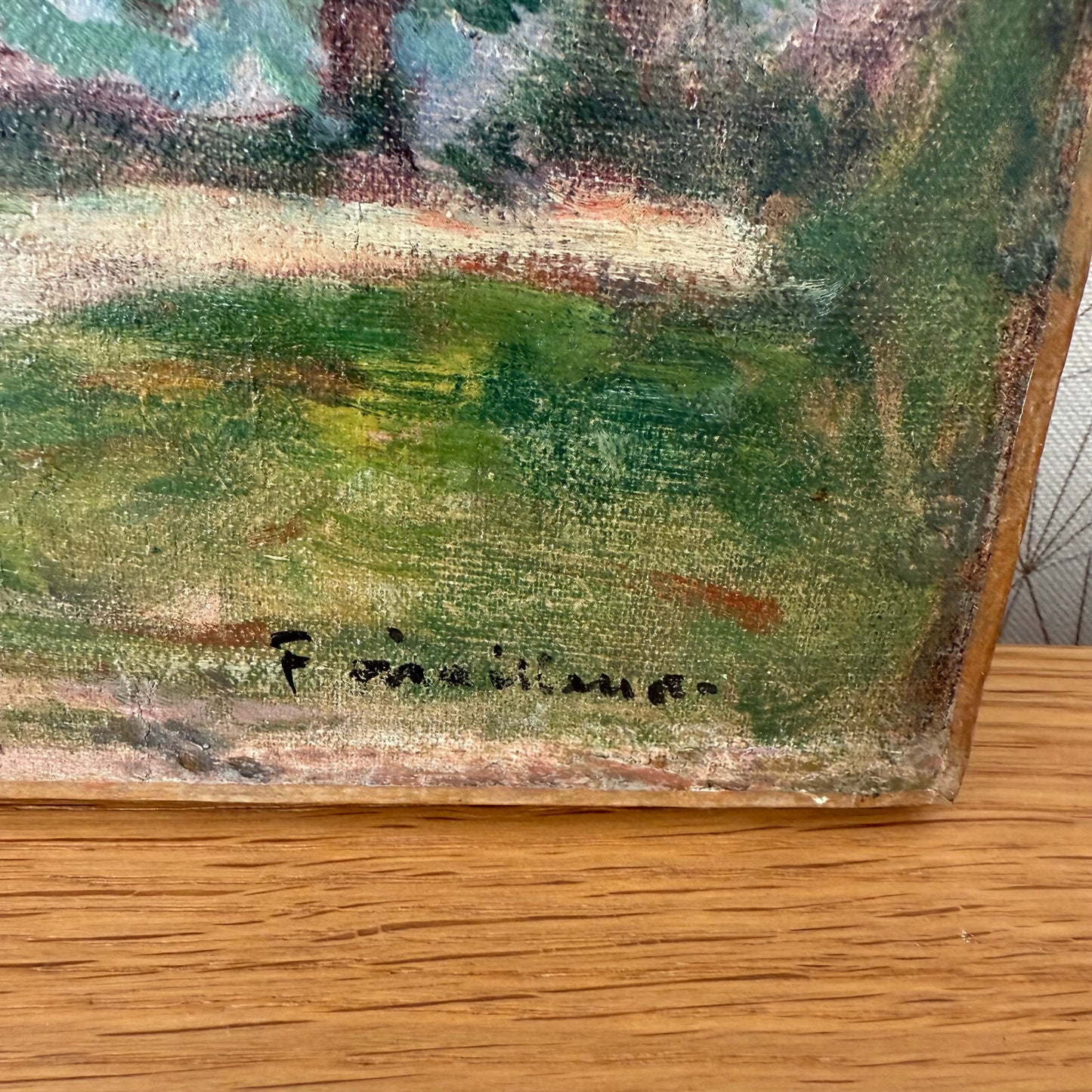 Vintage French Art Landscape Painting House Signed Countryside 1206253