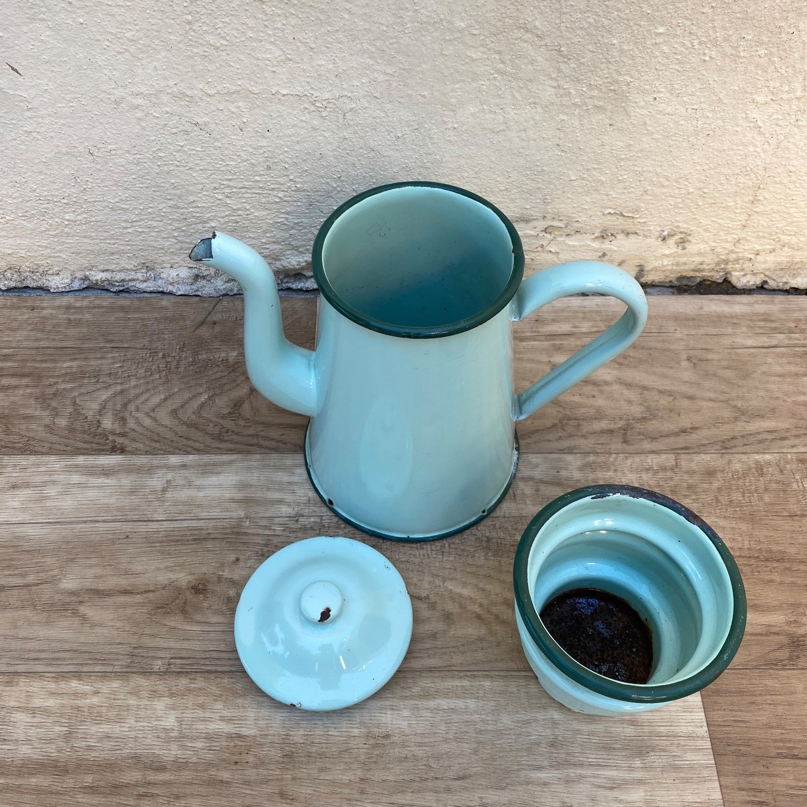 French Enamelware Biggin Coffee Pot Blue Vintage Kitchen 04072618 Fleamarketfrance