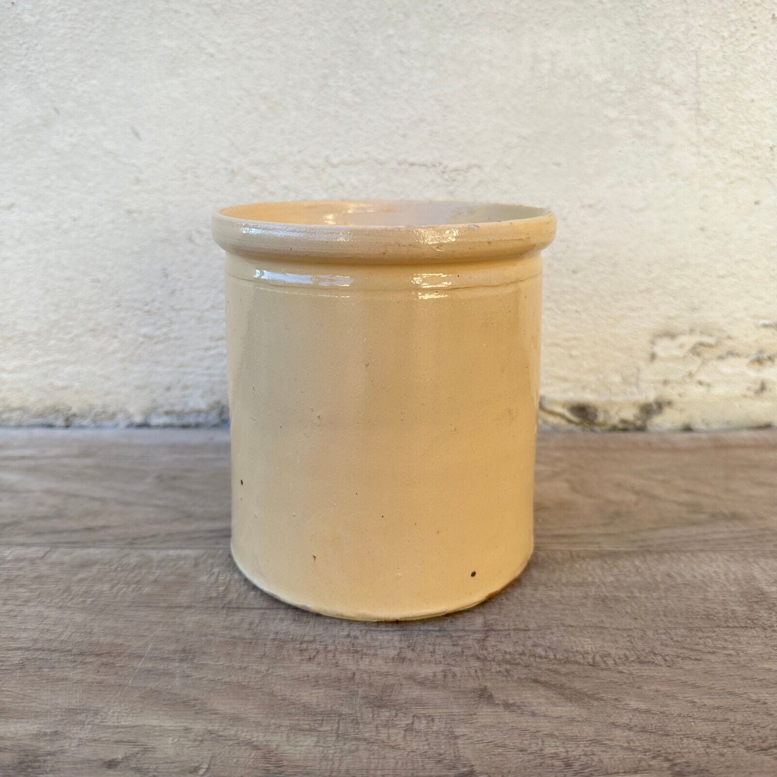 HANDMADE GLAZED YELLOW ANTIQUE FRENCH CONFIT POT SMALL TERRACOTTA 2202232 - Fleamarketfrance