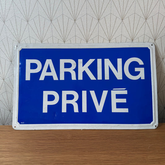 French Parking Sign Vintage Metal Prive Street Plaque Blue White 2212245 Fleamarketfrance