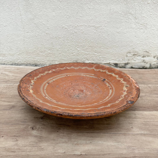 Antique French Pottery Omelette Turner Plate Provence Terracotta 1611237 Unmarked