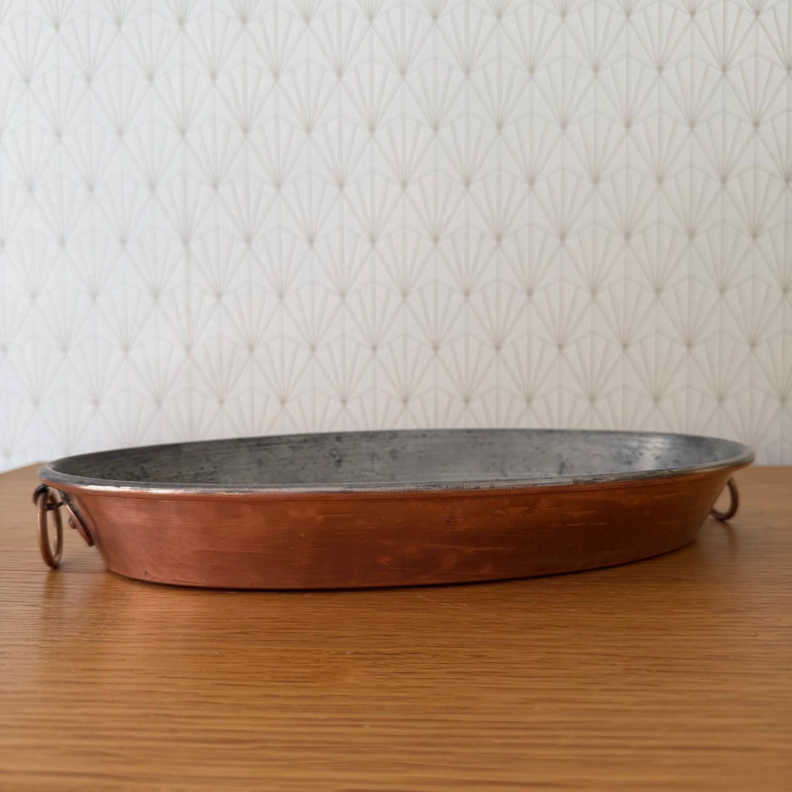 French Copper Gratin Pan Oval Vintage Professional Cookware 0405269 Unbranded
