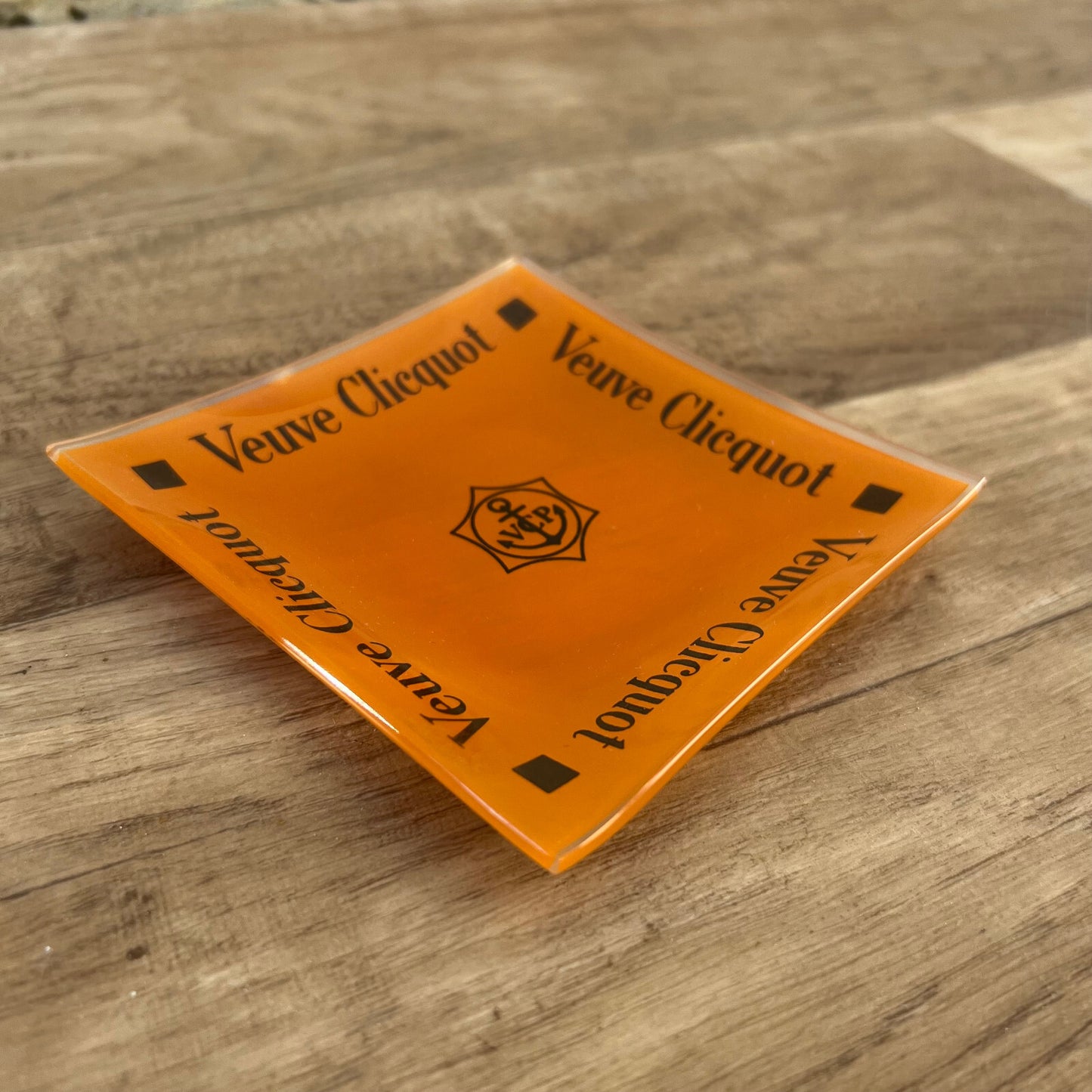 Vintage Veuve Clicquot Orange Glass Ashtray French Champagne Barware 0711251 Veuve Clicquot