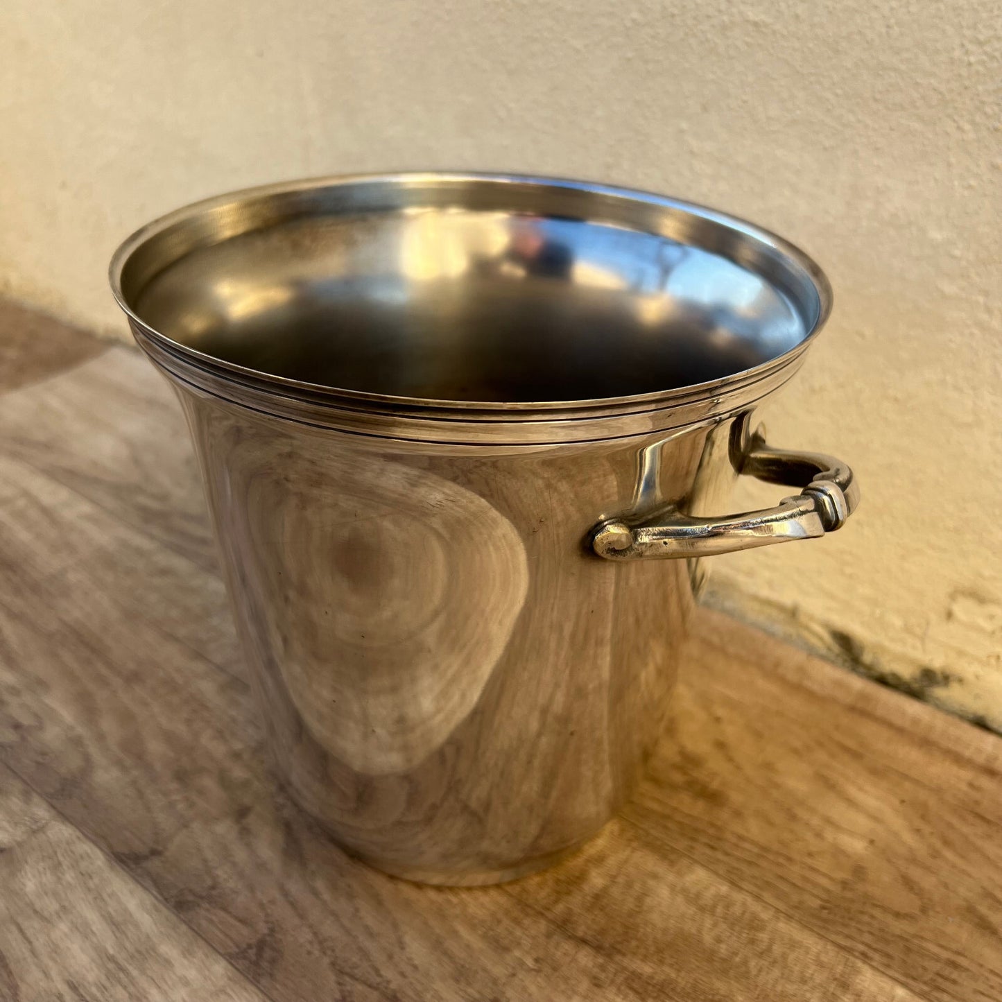 French Silverplate Ice Bucket Champagne Wine Cooler Vintage 1950s 09032513 Unbranded
