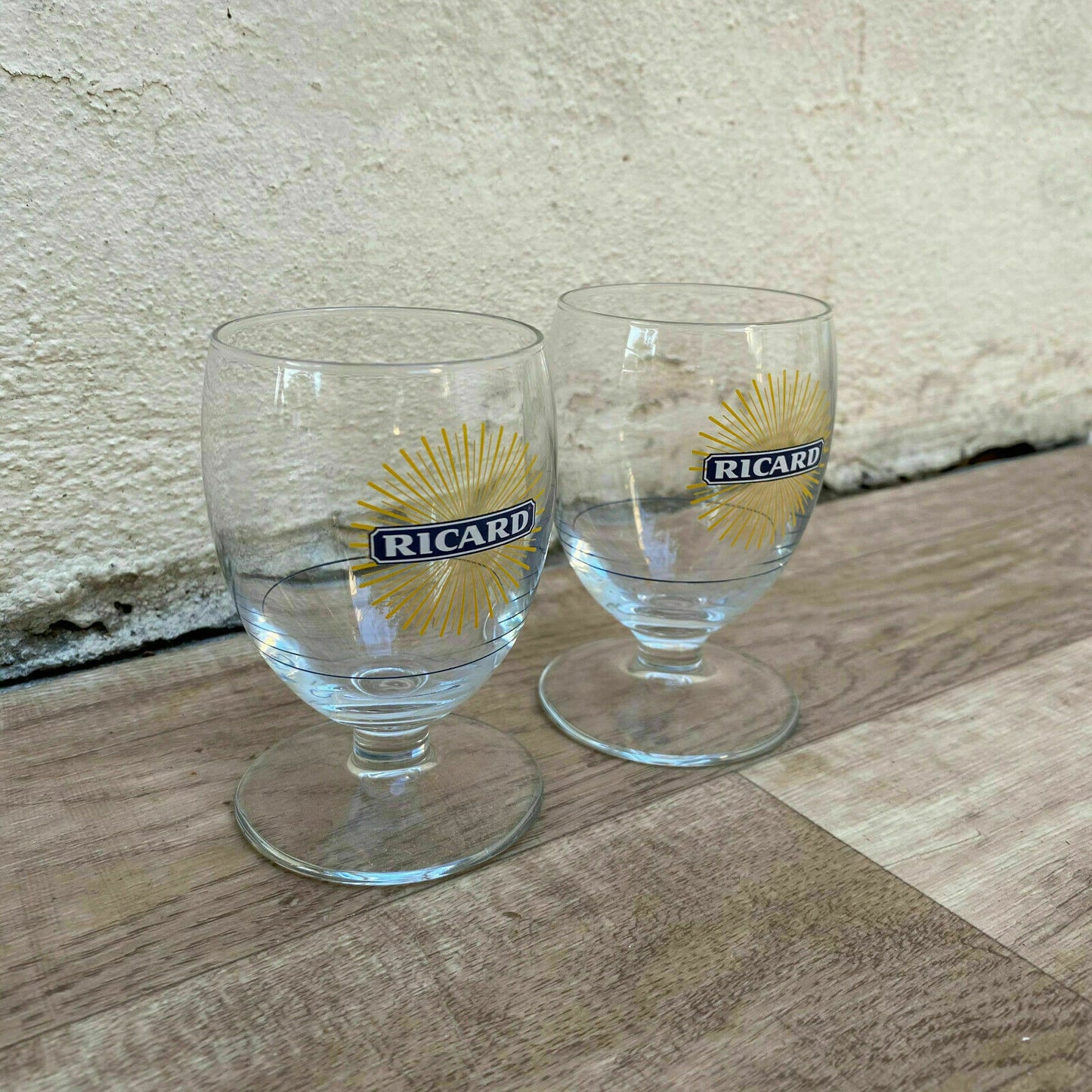 Vintage French Ricard Pastis Glasses Sunburst Logo Set 23092019 Does Not Apply