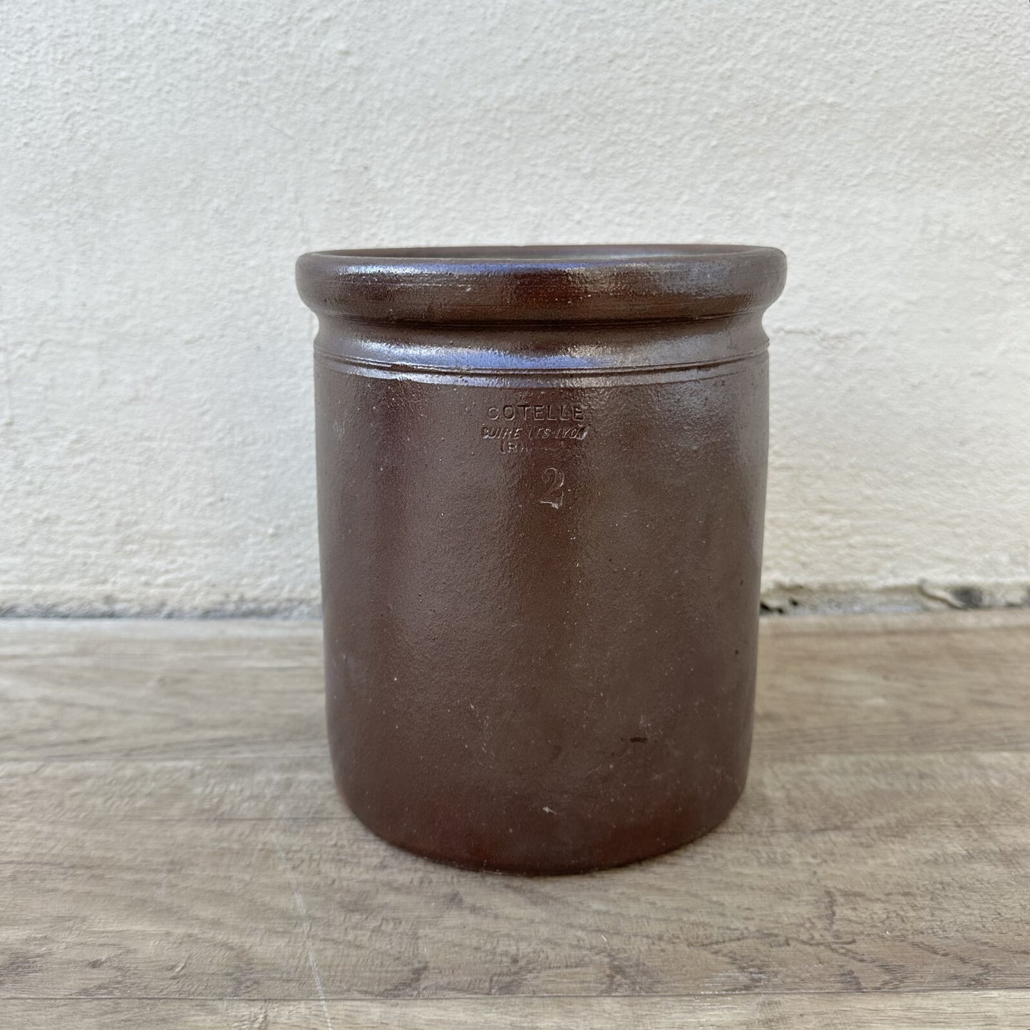 HANDMADE GLAZED BROWN ANTIQUE FRENCH CONFIT JAM POT BIG STONEWARE LYON 0712239 Unmarked