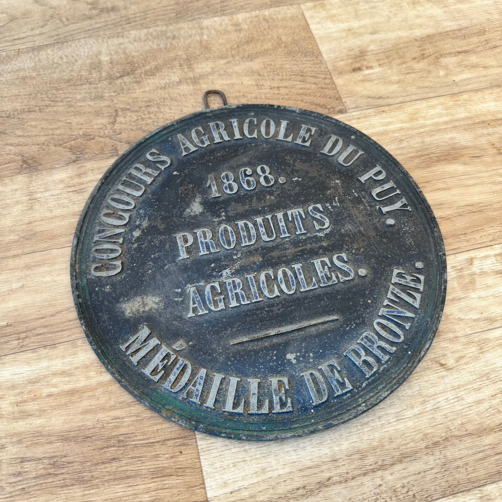 FRENCH VINTAGE AGRICULTURE PLAQUE TROPHY AWARD ANIMALS PRIZE SIGN 1868 19042411 - Fleamarketfrance