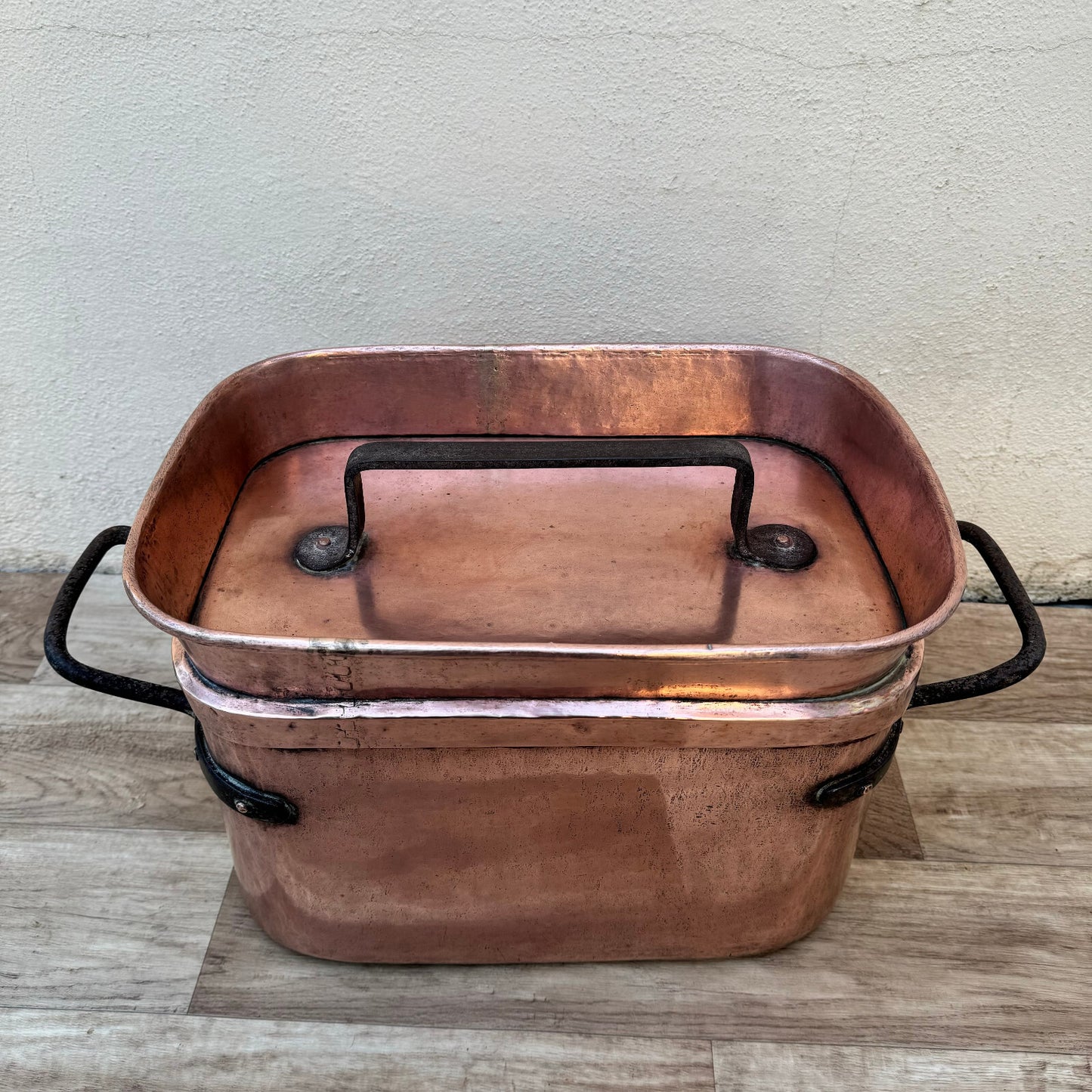 French Copper Daubiere Antique Dovetailed Braising Pot Cookware 10.5" 2604243 Fleamarketfrance