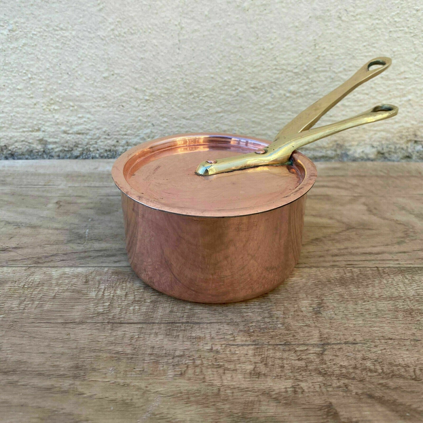 pan culinair French COPPER with lid france tin lining 2009203 - Fleamarketfrance