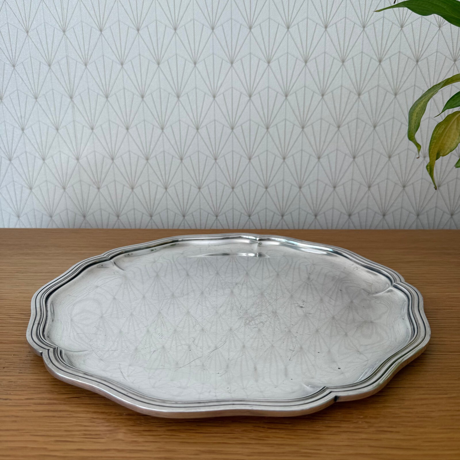 Vintage French Silver Plated Serving Tray Ercuis Paris Scalloped 0905254 Ercuis
