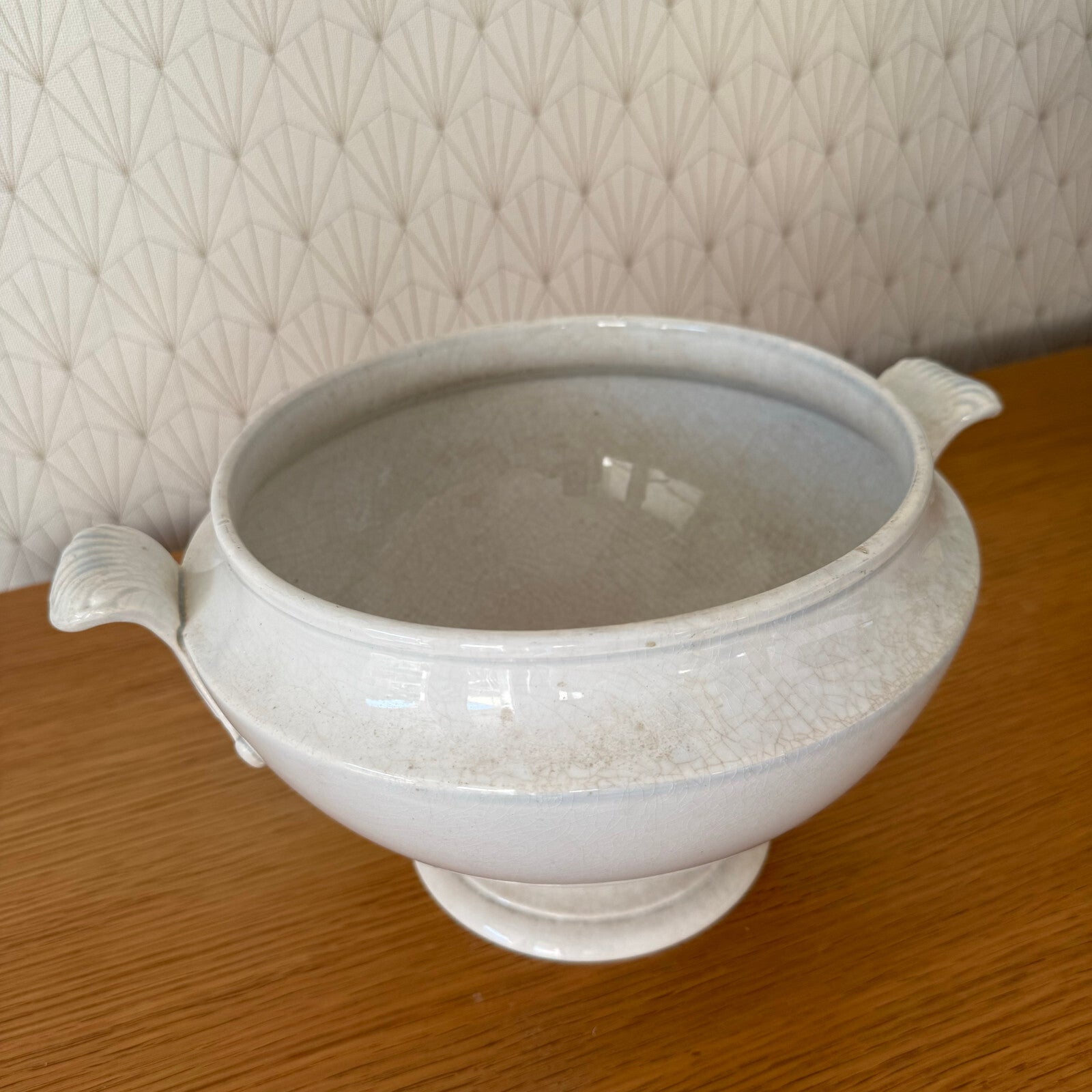 Antique French Tureen White Ceramic Footed Bowl Vieillard Bordeaux 0911245 Fleamarketfrance