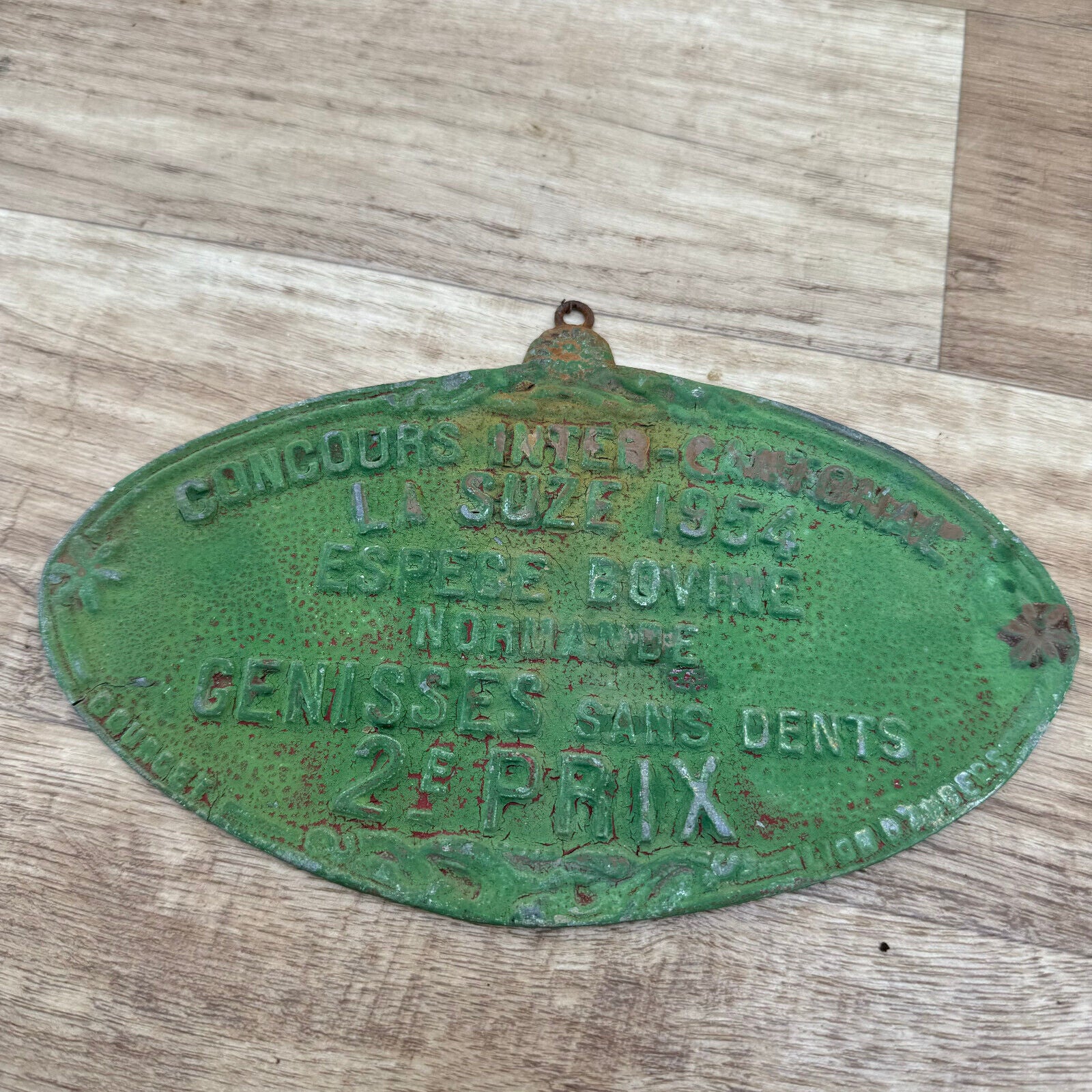 FRENCH VINTAGE AGRICULTURE PLAQUE TROPHY AWARD ANIMALS PRIZE SIGN 1954 1909244 - Fleamarketfrance