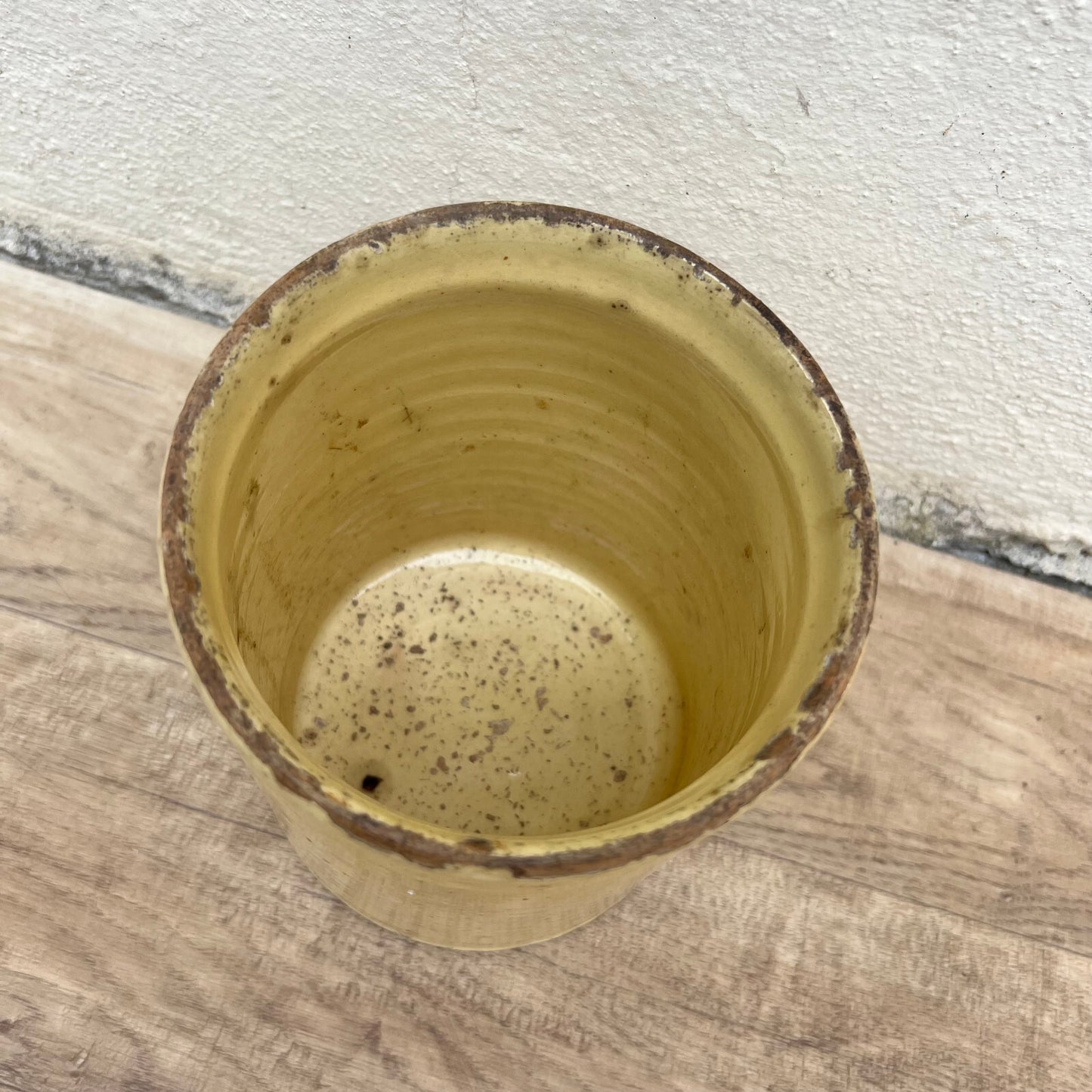 Antique French Confit Pot Yellow Glazed Terracotta Stoneware 1107225 Unmarked