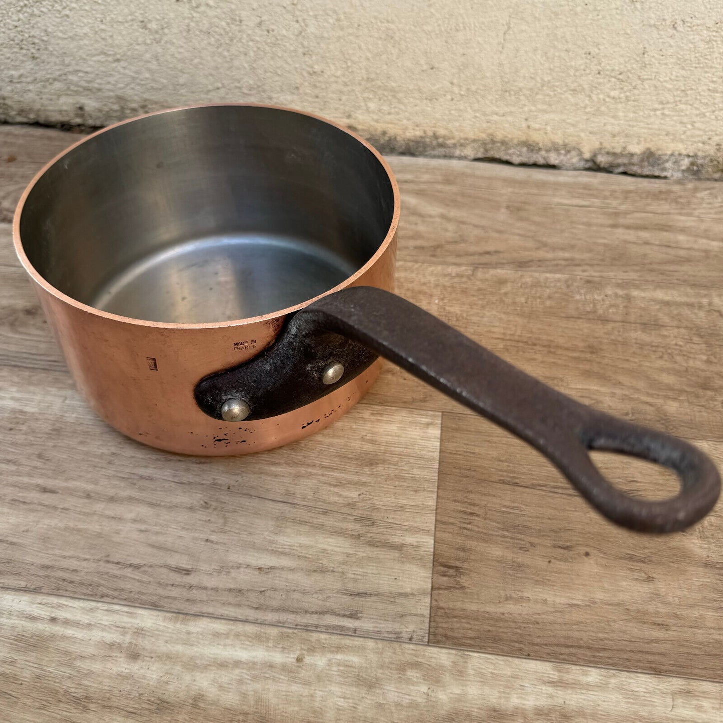 Vintage FRENCH Copper PAN TIN LINING chef 2.4kg 3mm 2107243 - Fleamarketfrance