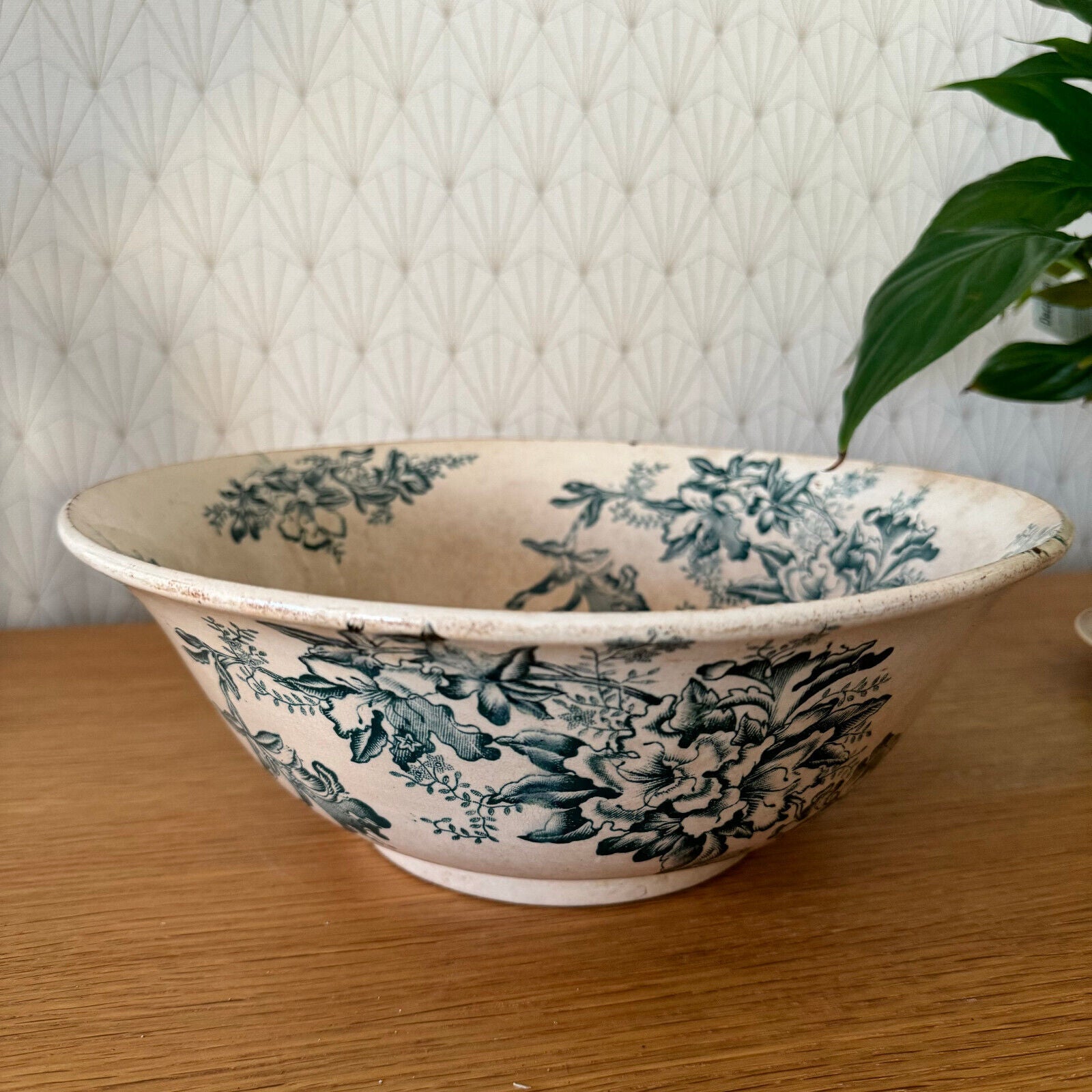 Vintage White Ironstone Bowl fruits Patina French Farmhouse Floral  0703248 - Fleamarketfrance