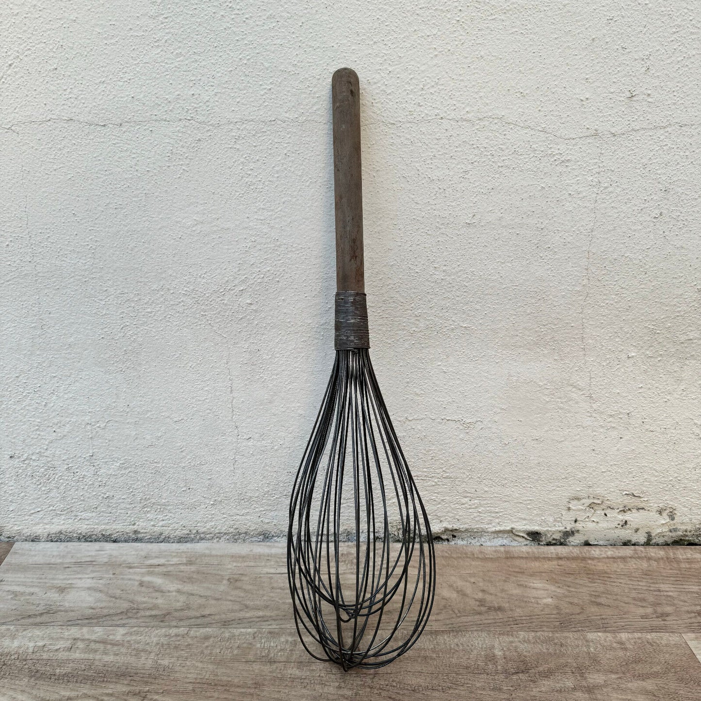 HUGE VINTAGE FRENCH WIRE WHIP WHISK WOODEN HANDLE KITCHEN UTENSIL 19 " 2604246 - Fleamarketfrance