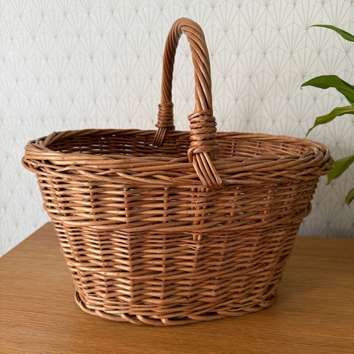 French Wicker Basket market fruits Chic Vintage Woven Rattan 2302254 - Fleamarketfrance