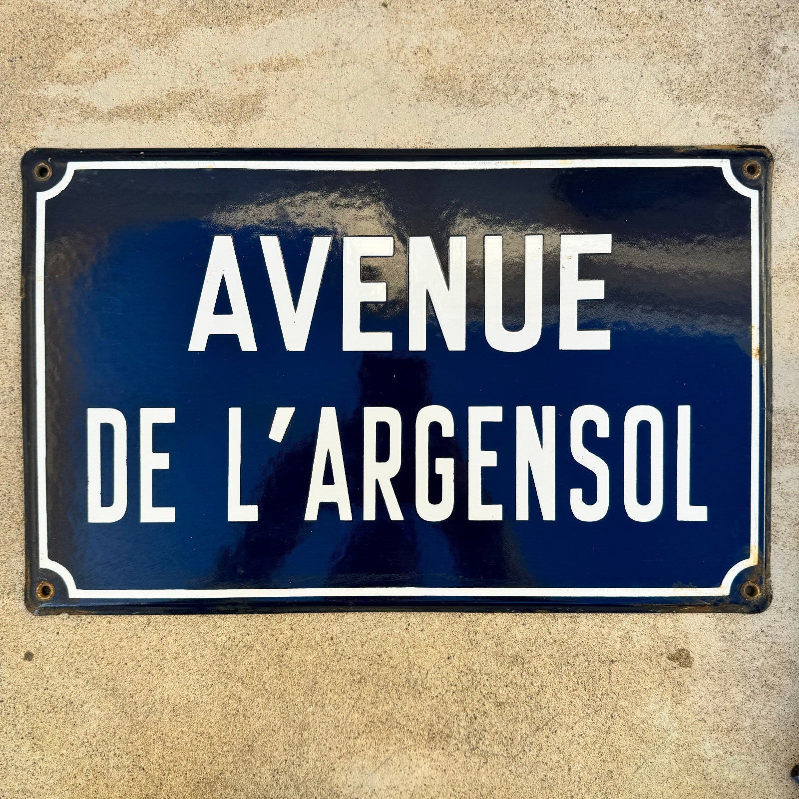 French Street Sign Avenue de l'Argensol Enamel Blue White Vintage 13042418 Fleamarketfrance