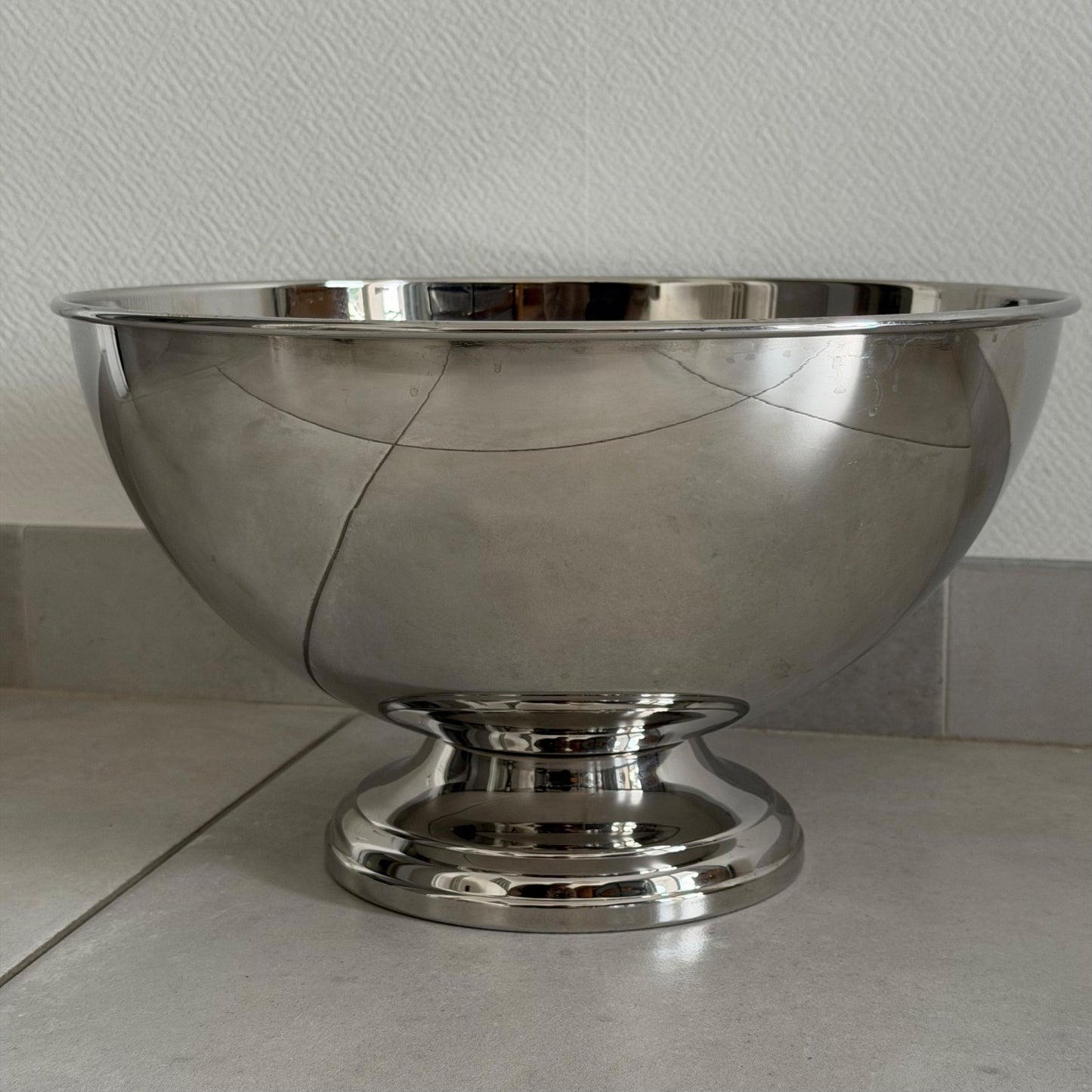 French Champagne Ice Bucket Stainless Steel Vintage Pedestal Bowl 0101261 Unbranded