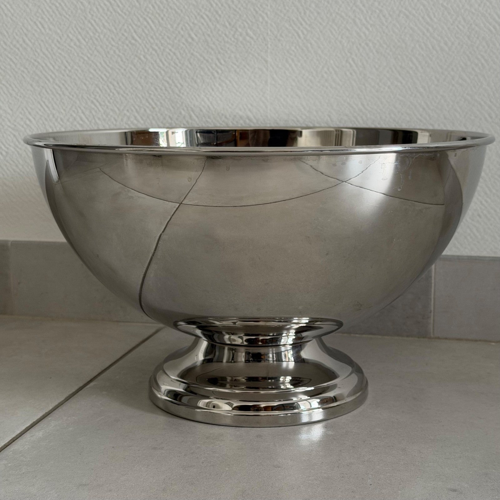 French Champagne Ice Bucket Stainless Steel Vintage Pedestal Bowl 0101261 Unbranded