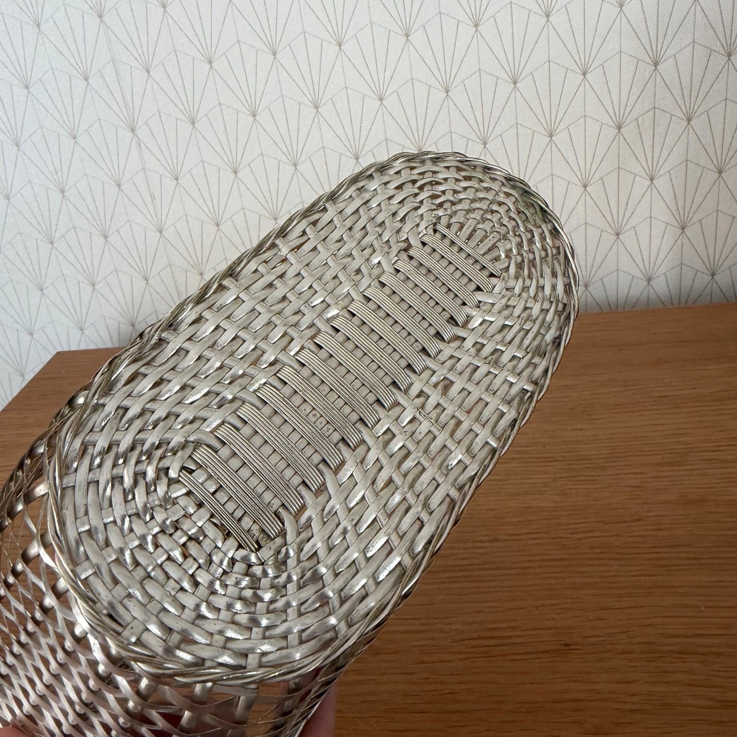 French Silver Plated Wine Basket Bottle Holder Serving Basket 0408263