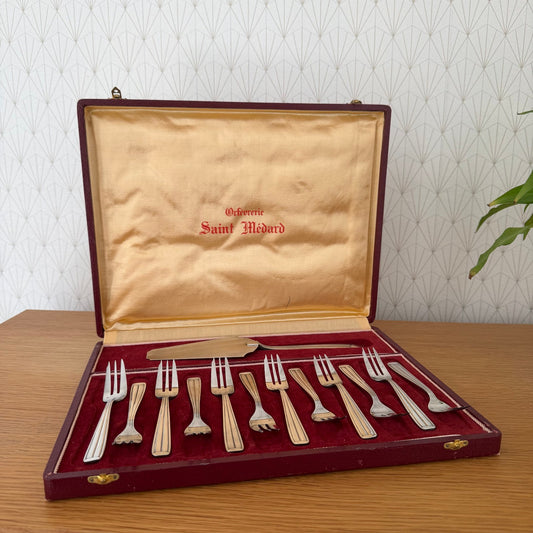 12 Vintage French St Medard Cake Desert Service silver plated forks 0910255