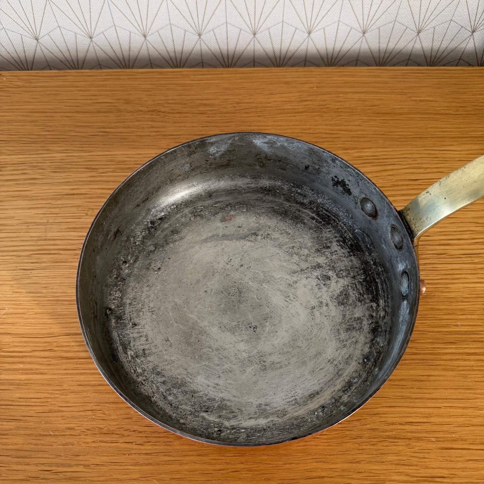 French Copper Sauteuse Pan Dehillerin Tin Lining Vintage Hammered 0505267 Unbranded