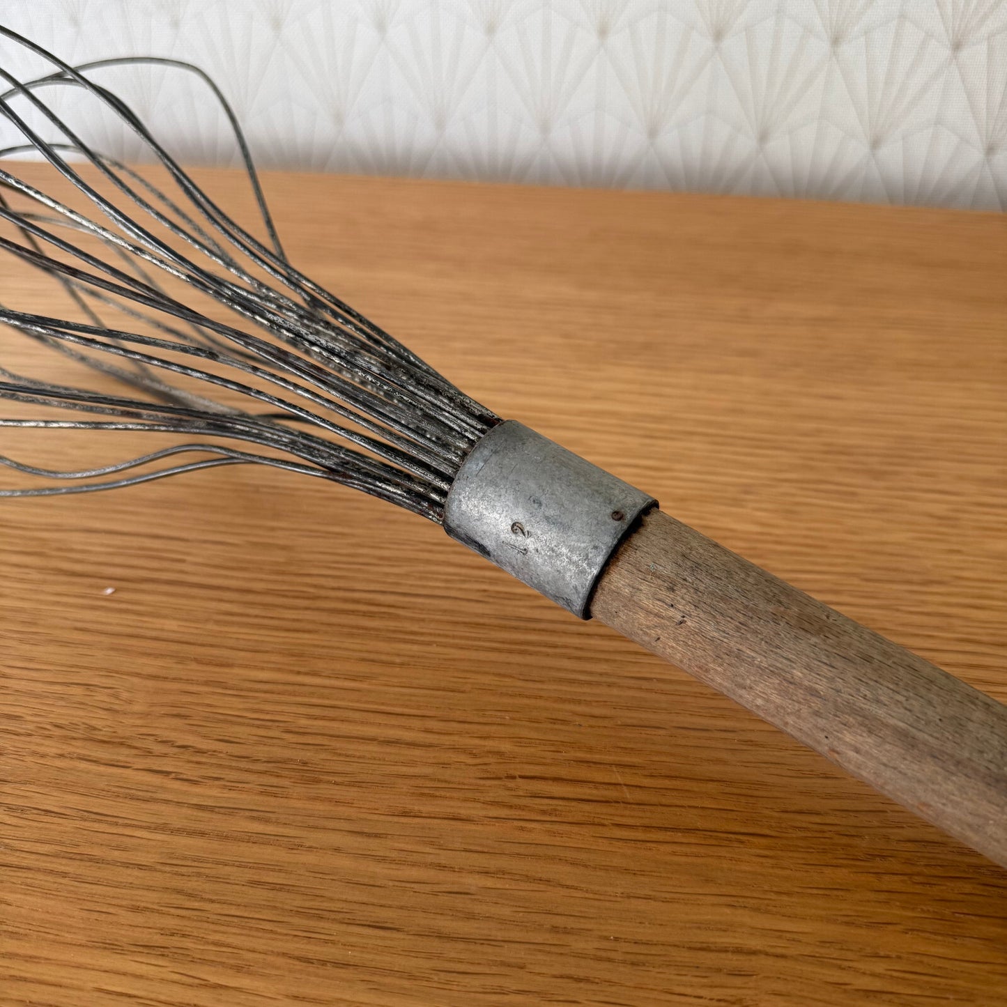 Vintage French Wire Whisk Wood Handle Professional Baker 15" 2704251 Unbranded