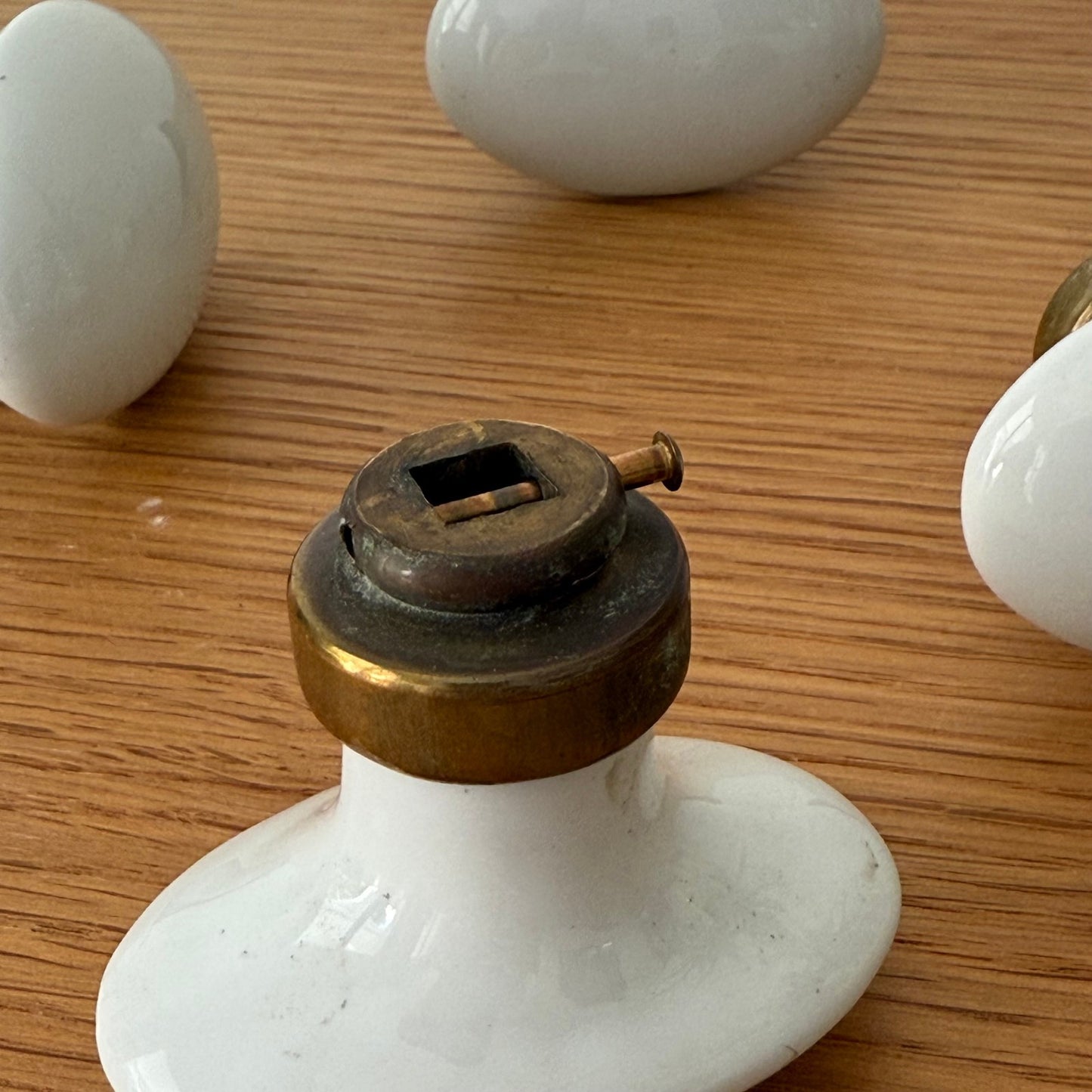 6 Antique White Porcelain Door Knobs Salvaged Hardware 1920s 04092510