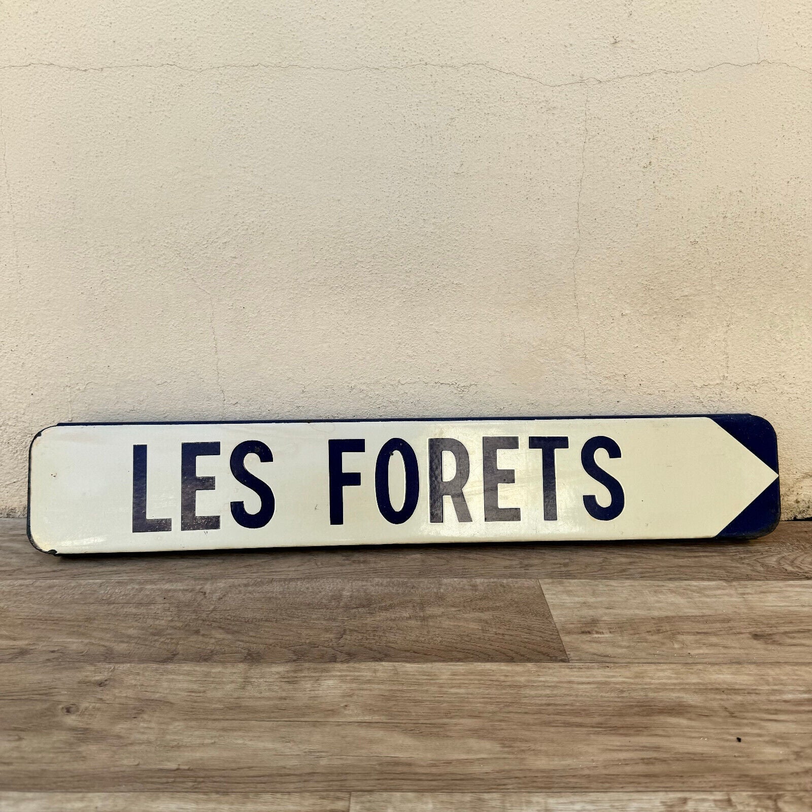 Old French Street Enameled Sign Plaque LES FORETS vintage 1904242 - Fleamarketfrance