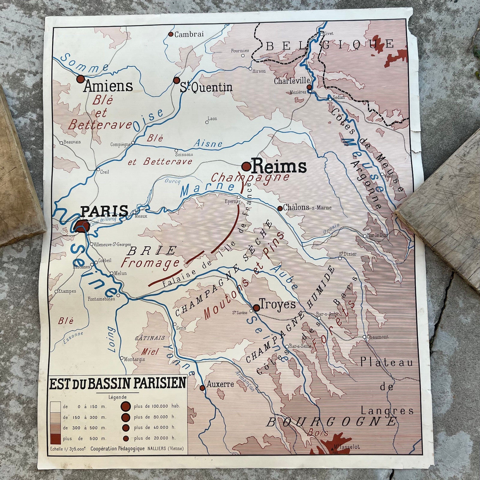 French School Map Poster Loire Paris Rossignol Vintage Educational 20072224 Fleamarketfrance