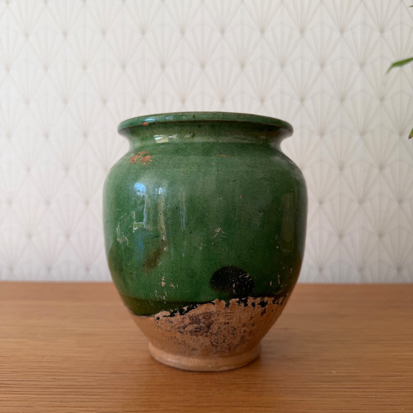 RARE HANDMADE GLAZED GREEN ANTIQUE FRENCH CONFIT POT SMALL TERRACOTTA 1912251 Unmarked
