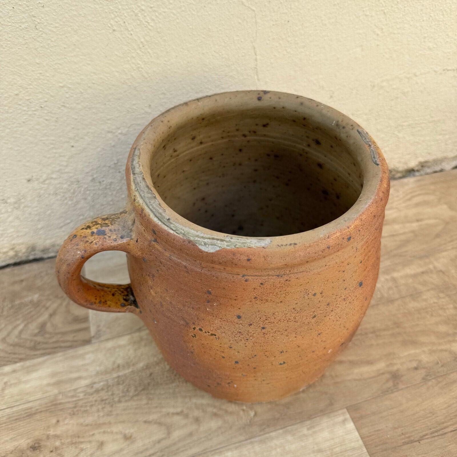 FRENCH VINTAGE confit jug mug cup brown pitcher stoneware 1607246 - Fleamarketfrance