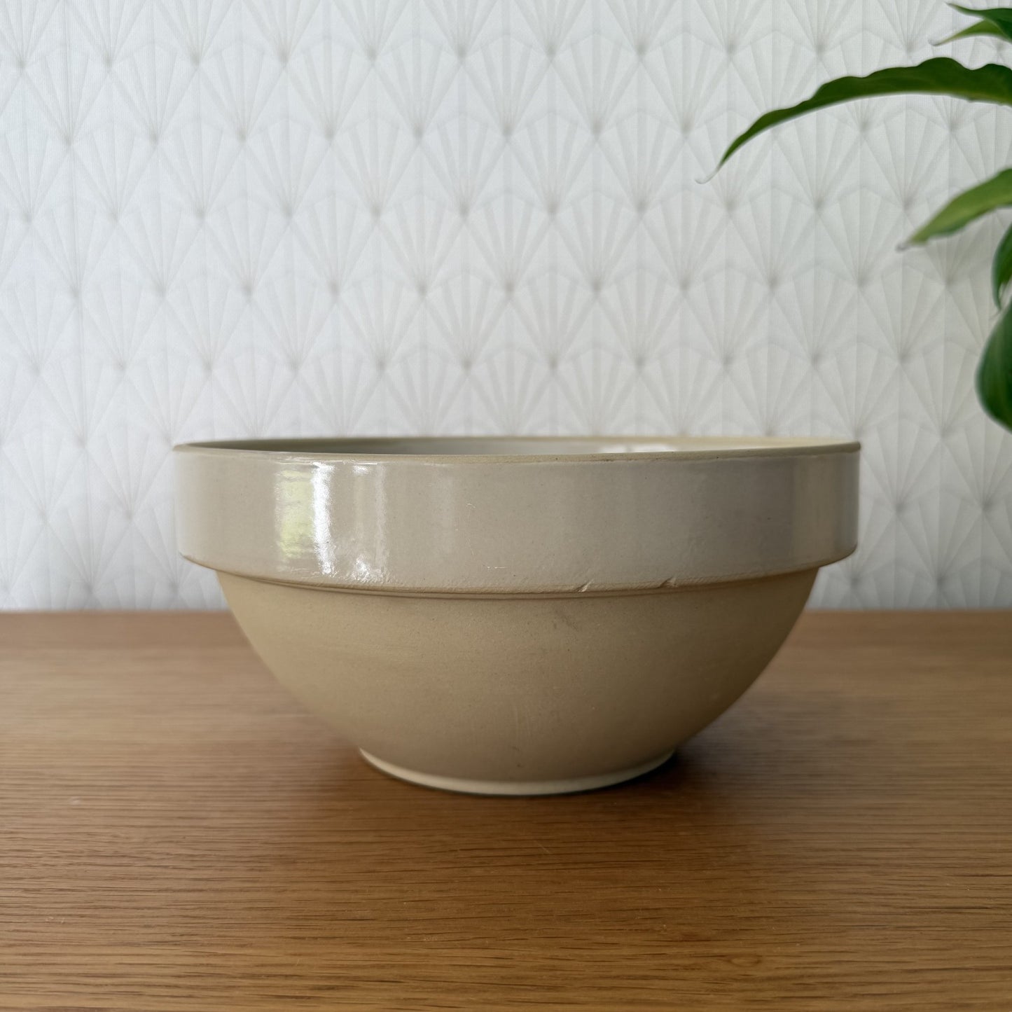 VINTAGE FRENCH STONEWARE SALAD MIXING BOWL TERRINE DIGOIN 8 1/4" 0409254