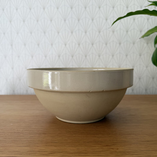 VINTAGE FRENCH STONEWARE SALAD MIXING BOWL TERRINE DIGOIN 8 1/4" 0409254