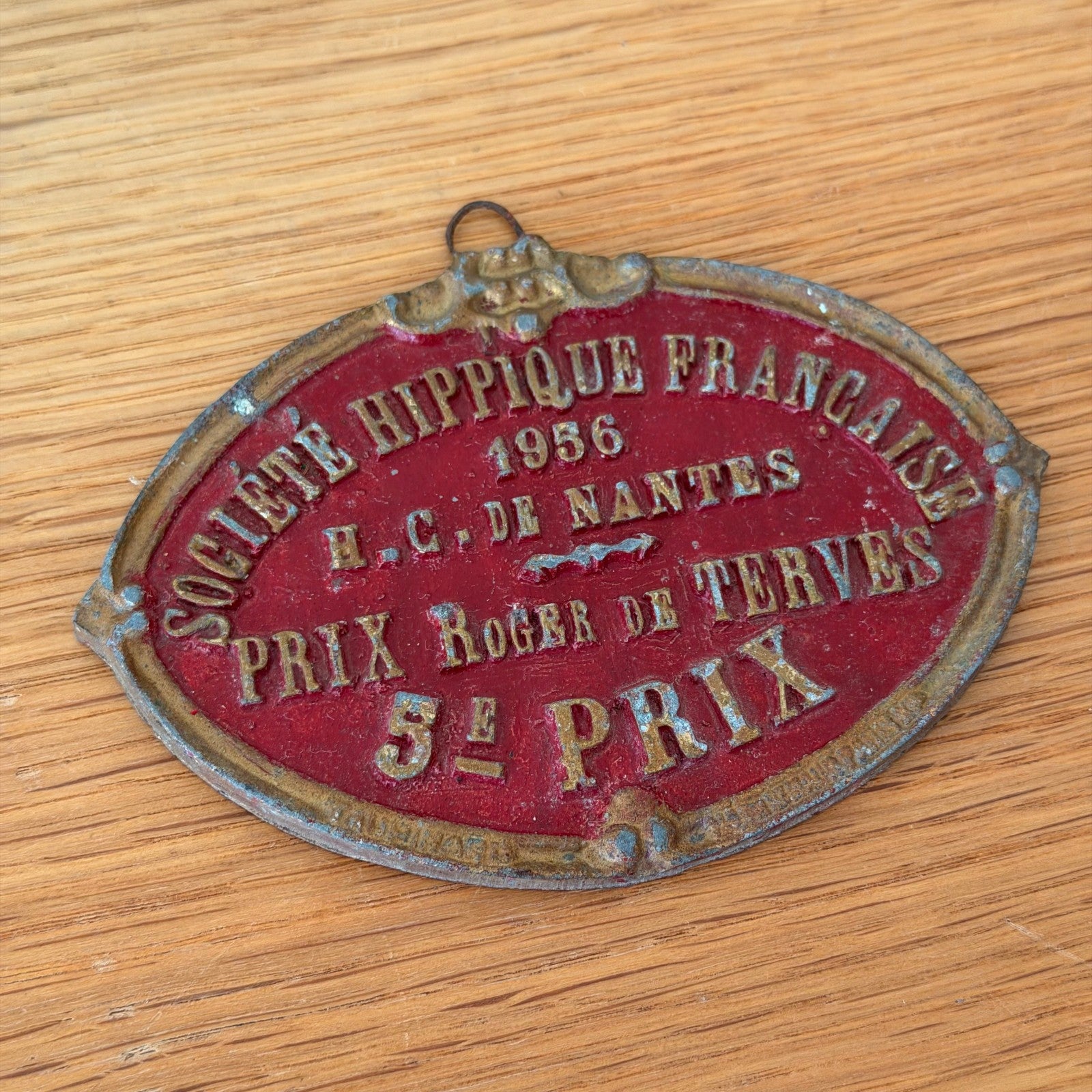 French Equestrian Trophy 1956 Agricultural Prize Plaque Vintage 1212257 Fleamarketfrance : French vintage and antique decor