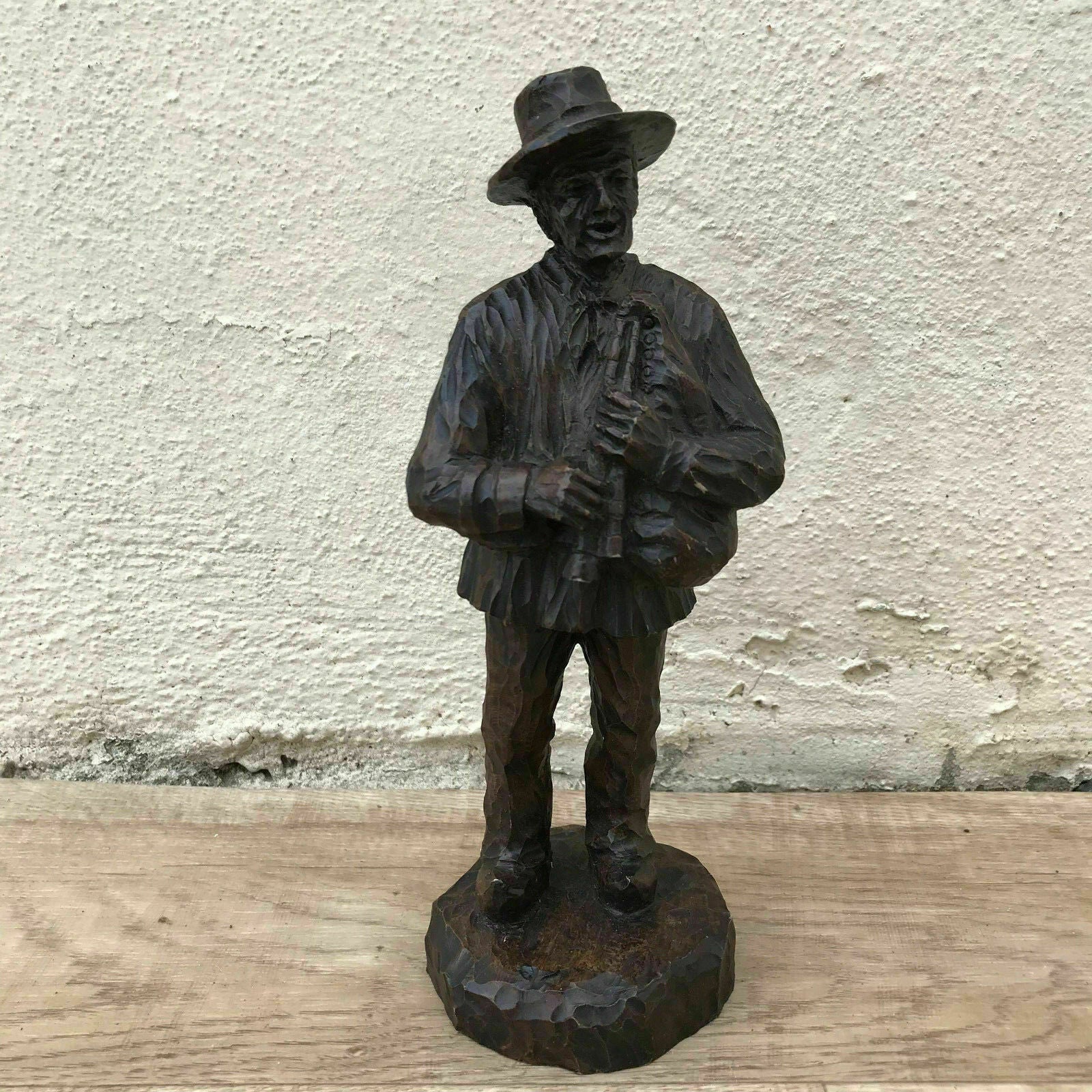 French Hand Carved Old Man Musician Wood From France 1008183 Fleamarketfrance