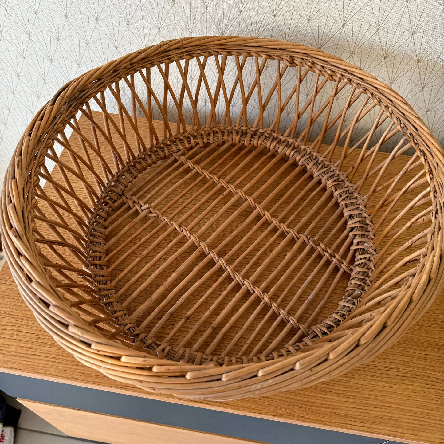 Basket Wicker Rattan Laundry Fruits House vintage french round cute 0901256 - Fleamarketfrance